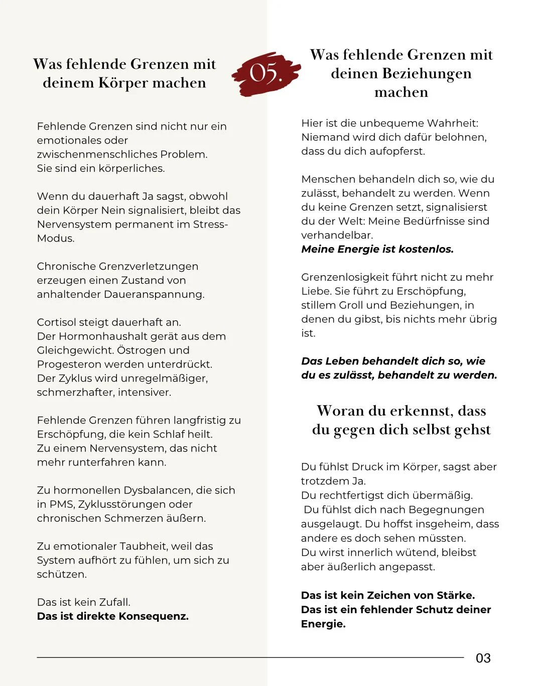Workbook Seite 5 Was fehlende Grenzen mit deinem Körper machen